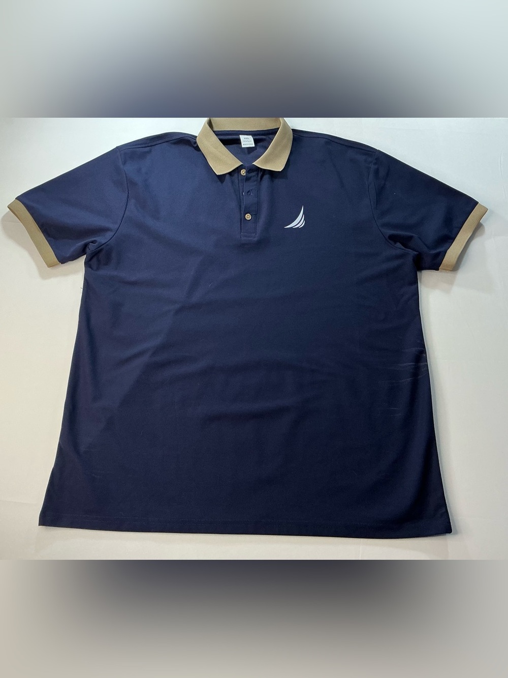 Men's Navy Polo with Contrast Tan Collar